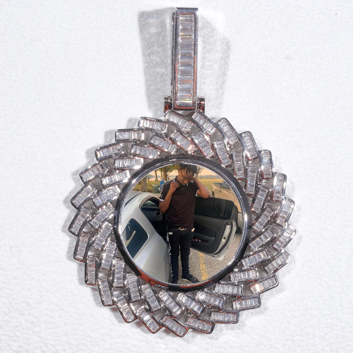 Large 3D Baguette Custom Picture Pendant