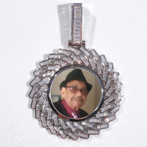 Large 3D Baguette Custom Picture Pendant