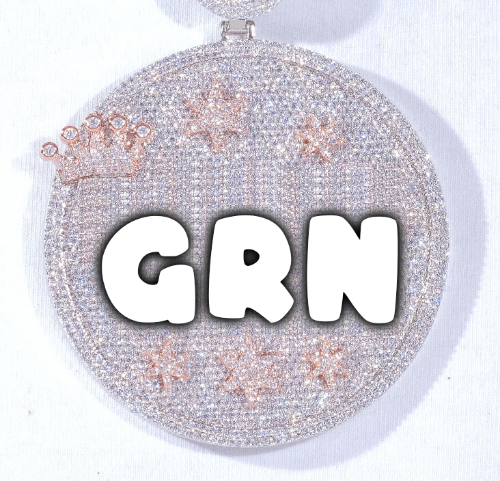 CUSTOM LETTER NECKLACE 3D BIG CROWN DISC