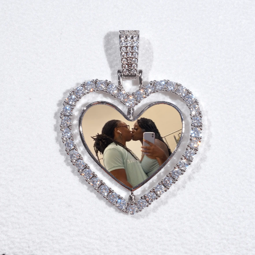 3D Spinning 2-Faced Heart Custom Picture Pendant