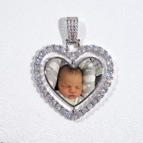 3D Spinning 2-Faced Heart Custom Picture Pendant