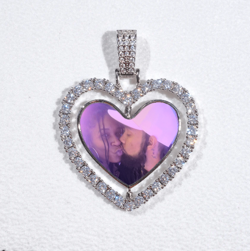 3D Spinning 2-Faced Heart Custom Picture Pendant