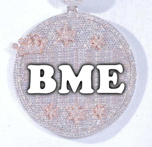CUSTOM LETTER NECKLACE 3D BIG CROWN DISC