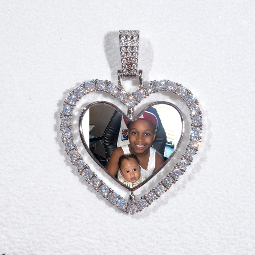 3D Spinning 2-Faced Heart Custom Picture Pendant