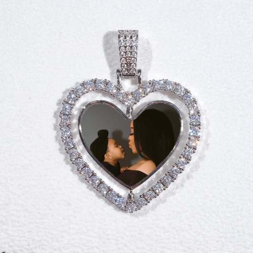 3D Spinning 2-Faced Heart Custom Picture Pendant