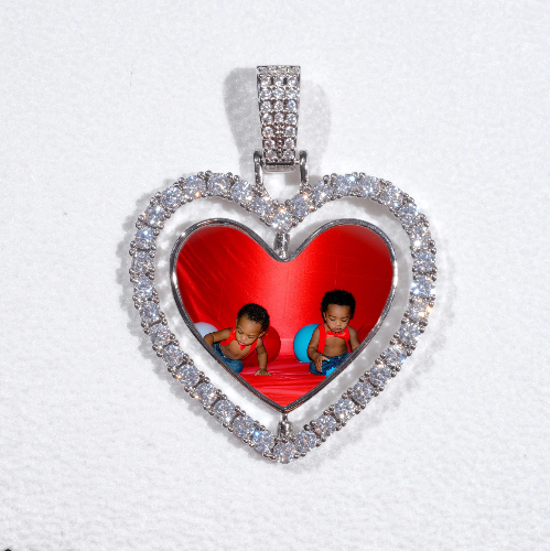 3D Spinning 2-Faced Heart Custom Picture Pendant