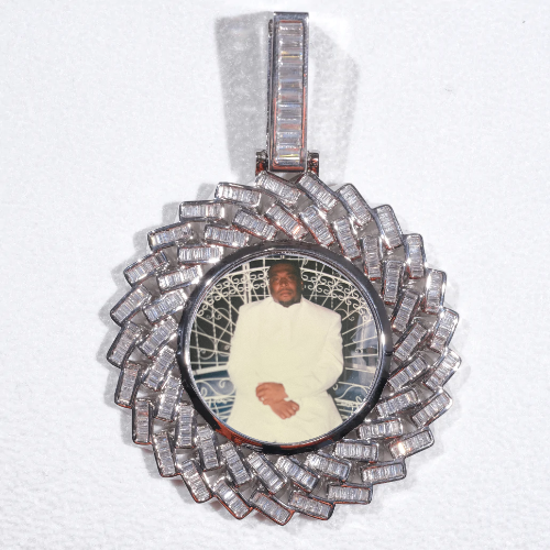 Large 3D Baguette Custom Picture Pendant