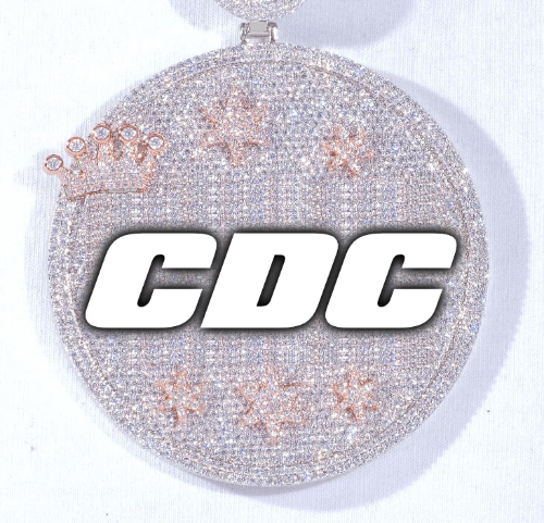 CUSTOM LETTER NECKLACE 3D BIG CROWN DISC