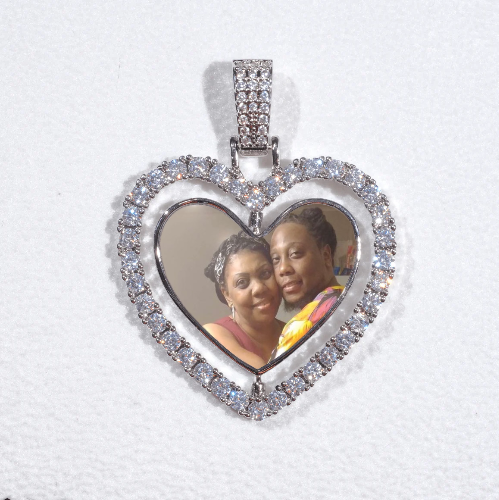 3D Spinning 2-Faced Heart Custom Picture Pendant