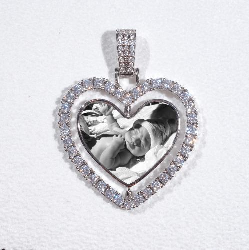 3D Spinning 2-Faced Heart Custom Picture Pendant