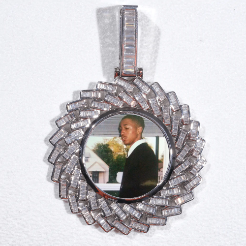 Large 3D Baguette Custom Picture Pendant