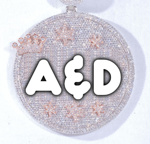 CUSTOM LETTER NECKLACE 3D BIG CROWN DISC