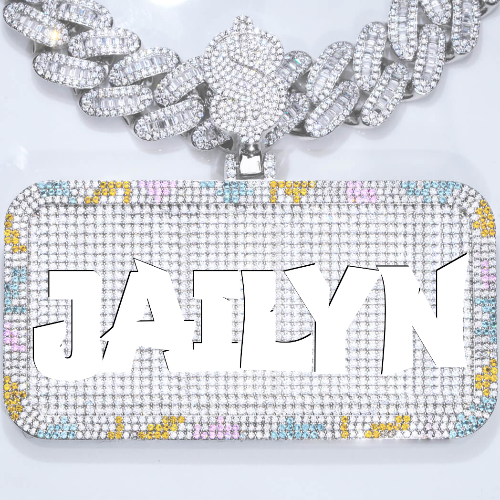 CUSTOM LETTER NECKLACE 3D COLORFUL SQUARE