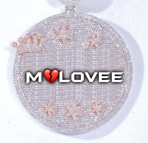CUSTOM LETTER NECKLACE 3D BIG CROWN DISC