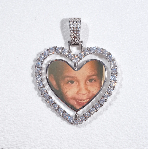 3D Spinning 2-Faced Heart Custom Picture Pendant