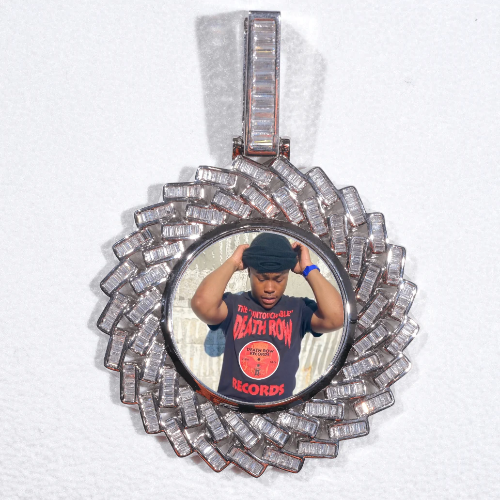 Large 3D Baguette Custom Picture Pendant
