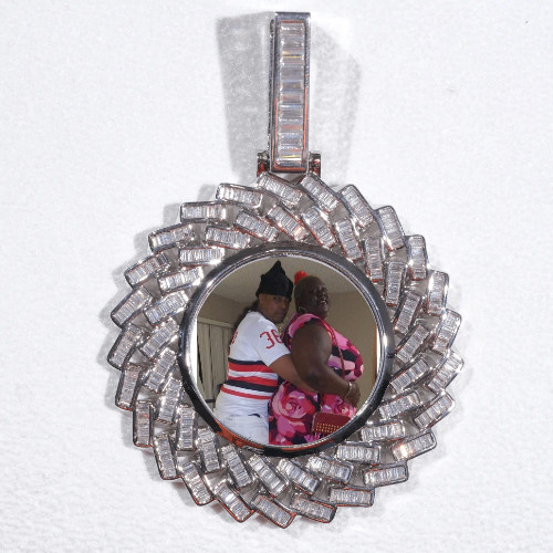 Large 3D Baguette Custom Picture Pendant