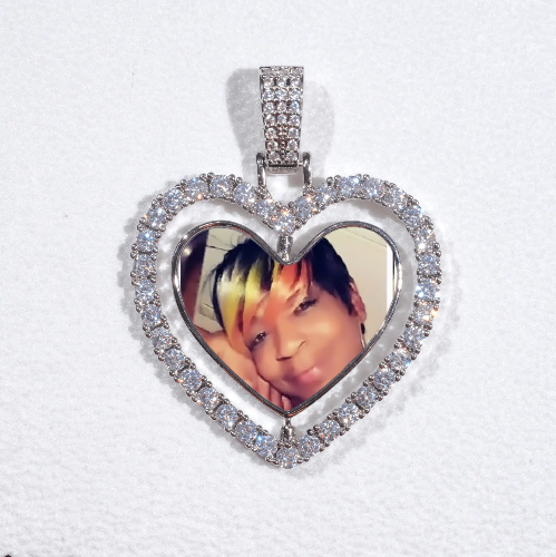 3D Spinning 2-Faced Heart Custom Picture Pendant