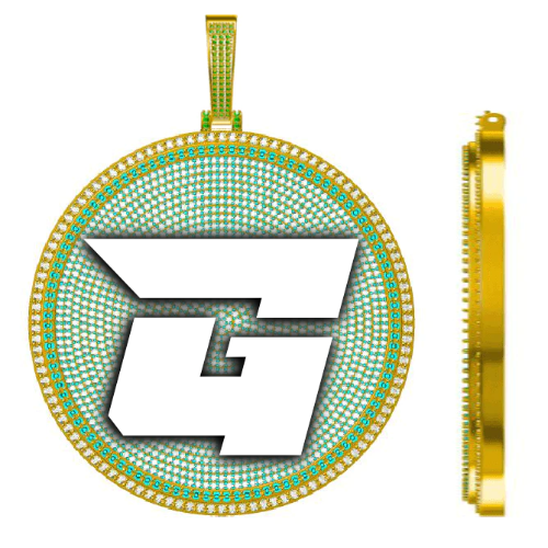 CUSTOM LETTER NECKLACE 3D BIG DISC