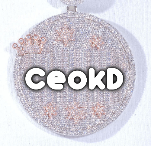 CUSTOM LETTER NECKLACE 3D BIG CROWN DISC