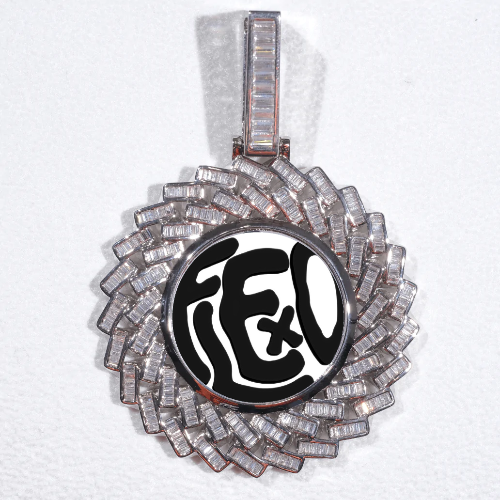 Large 3D Baguette Custom Picture Pendant