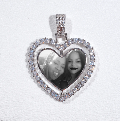 3D Spinning 2-Faced Heart Custom Picture Pendant