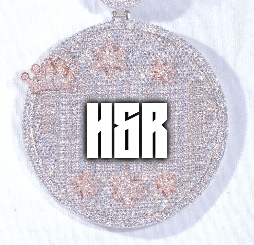 CUSTOM LETTER NECKLACE 3D BIG CROWN DISC