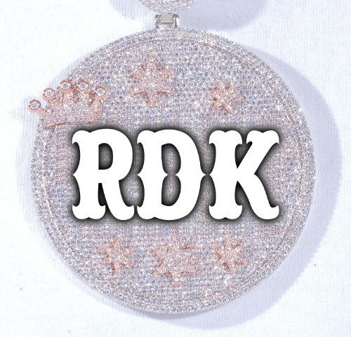 CUSTOM LETTER NECKLACE 3D BIG CROWN DISC