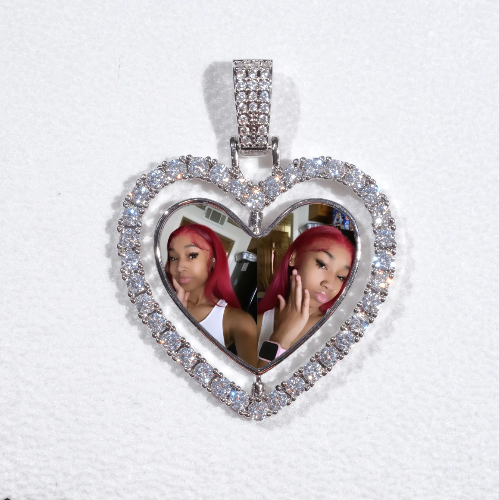 3D Spinning 2-Faced Heart Custom Picture Pendant