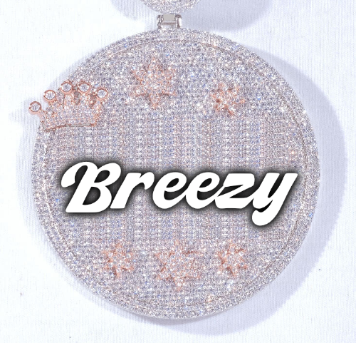 CUSTOM LETTER NECKLACE 3D BIG CROWN DISC