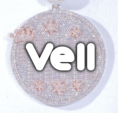 CUSTOM LETTER NECKLACE 3D BIG CROWN DISC
