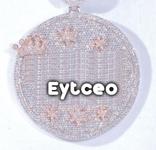 CUSTOM LETTER NECKLACE 3D BIG CROWN DISC