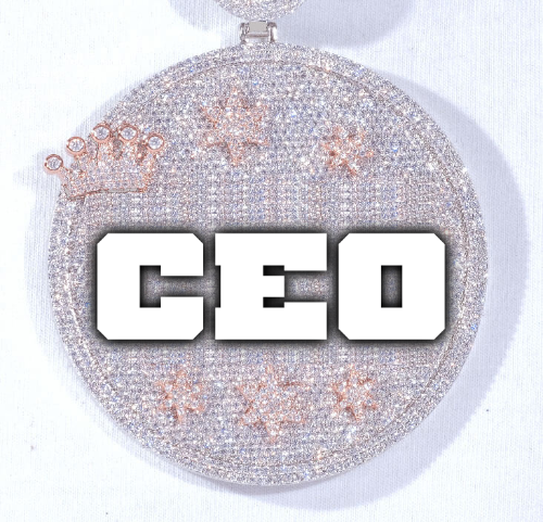 CUSTOM LETTER NECKLACE 3D BIG CROWN DISC