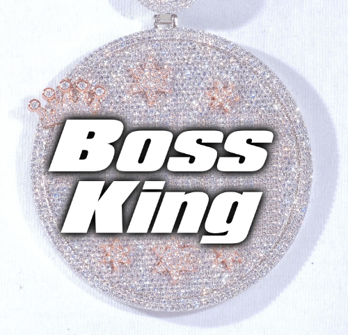 CUSTOM LETTER NECKLACE 3D BIG CROWN DISC