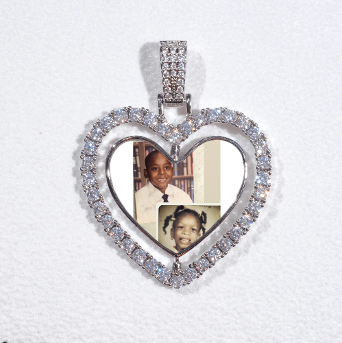 3D Spinning 2-Faced Heart Custom Picture Pendant