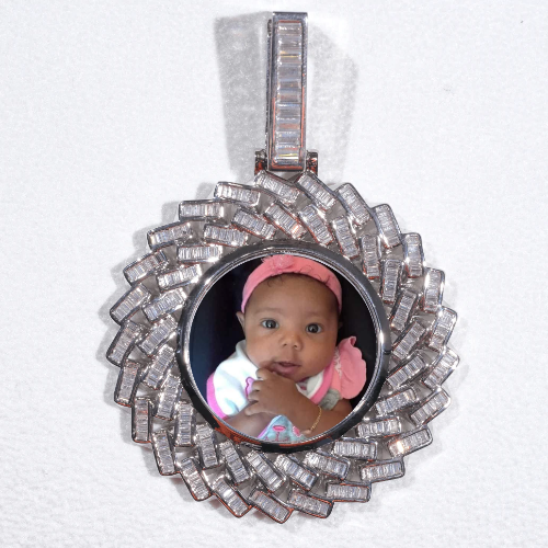 Large 3D Baguette Custom Picture Pendant