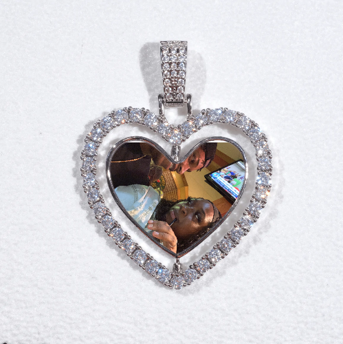 3D Spinning 2-Faced Heart Custom Picture Pendant