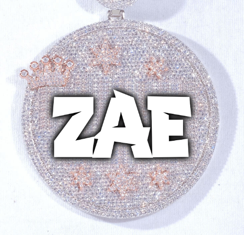CUSTOM LETTER NECKLACE 3D BIG CROWN DISC
