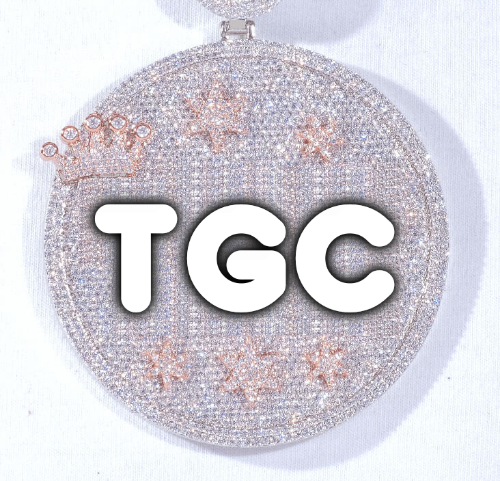 CUSTOM LETTER NECKLACE 3D BIG CROWN DISC