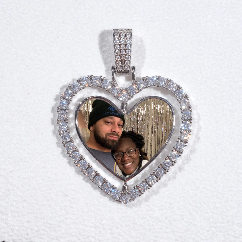 3D Spinning 2-Faced Heart Custom Picture Pendant