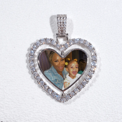 3D Spinning 2-Faced Heart Custom Picture Pendant