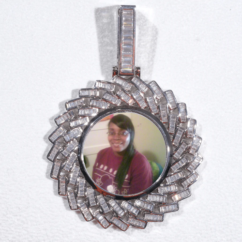 Large 3D Baguette Custom Picture Pendant