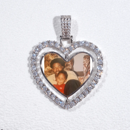 3D Spinning 2-Faced Heart Custom Picture Pendant