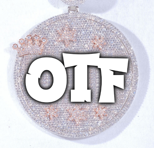 CUSTOM LETTER NECKLACE 3D BIG CROWN DISC