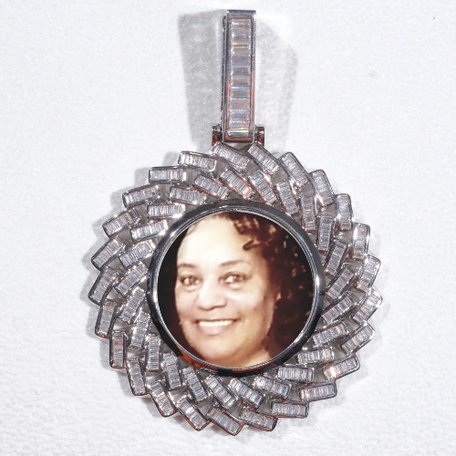 Large 3D Baguette Custom Picture Pendant