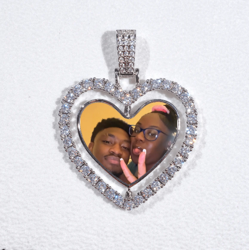 3D Spinning 2-Faced Heart Custom Picture Pendant