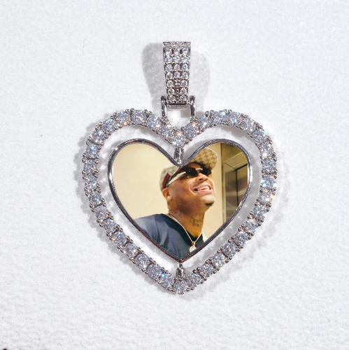 3D Spinning 2-Faced Heart Custom Picture Pendant