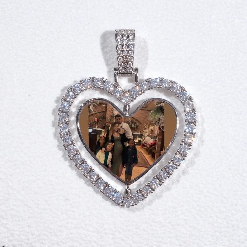 3D Spinning 2-Faced Heart Custom Picture Pendant