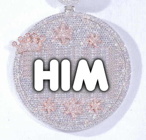 CUSTOM LETTER NECKLACE 3D BIG CROWN DISC