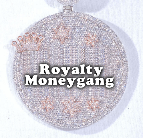 CUSTOM LETTER NECKLACE 3D BIG CROWN DISC
